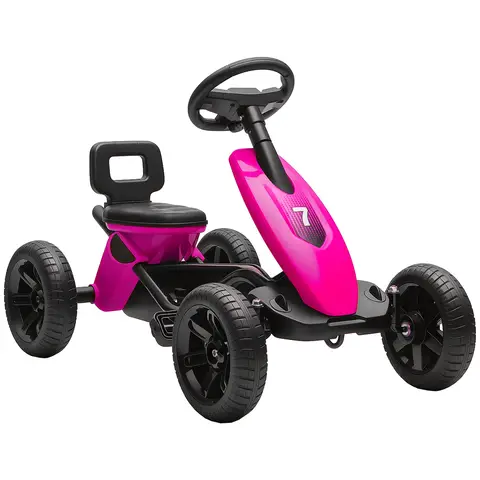 AIYAPLAY Pedal Go Kart for Kids, Children Ride-On Race Car with Silent EVA Tyres, for 2-5 Years Pink