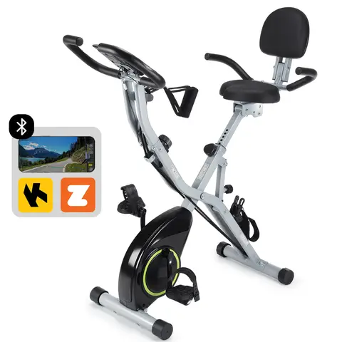 Folding Exercise Bike, 16-Level Magnetic Resistance Stationary Bike with 30KG Max Resistance, 320 LBS Weight Capacity, Silent Cycling Bike with Pulse Monitor, KINOMAP APP Support & Resistance Bands, Foldable Indoor Fitness Bike for Home Workout