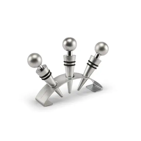 CellarDine Three Piece Wine Stopper Set with Stand