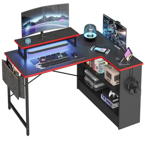 Bestier Computer-Arbeitsplatz mit RGB-Beleuchtung und Halterungen