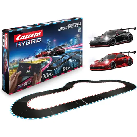 Carrera HYBRID Devil Drivers, Rennspaß der neuen Generation, Legendäre Rennboliden Porsche 911 GT3 R im Maßstab 1:50, Hybrid-Technologie mit KI-Unterstützung, Steuerung per Smartphone-App