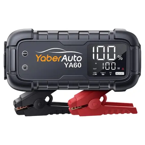 YaberAuto Jump Starter 8000A 65W Fast Charging (All Gas/12.0L Diesel) Portable Car Battery Jump Starter Pack, Jump Box Car Battery Jumper Starter Portable Jumper Cables, 150W DC, 600LM Lights