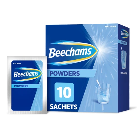 Beechams Cold & Flu Powders, Pain & Fever Relief, Aspirin & Caffeine, 10s