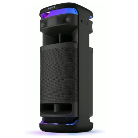 Sony ULT Tower 10 - Rollbarer Bluetooth-Party-Lautsprecher mit kraftvollem Klang, ULT Bass-Boost-Funktion, 360° LED-Lichtshow, Karaoke-Funktion, inklusive kabellosem Mikrofon - Schwarz