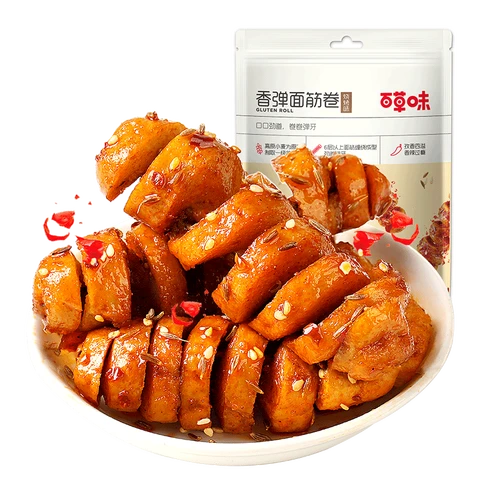 Bai Cao Wei Rou Dan Mian Jin Juan 135g (saveur barbecue, emballage en sachet)