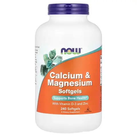 NOW Foods Calcium + Magnesium + Vitamin D + Zinc Bone Muscle Softgels - 240 Softgels