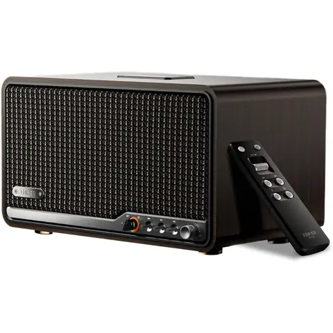 Edifier S300 Hi-Fi Wireless Multi-Room Tabletop Speaker, Black Walnut