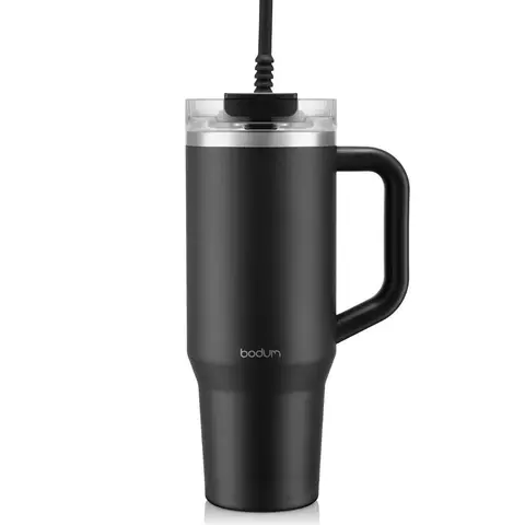 Bodum Travel Mug Tumbler 1.2 L with Straw， Handle and Lid - Black