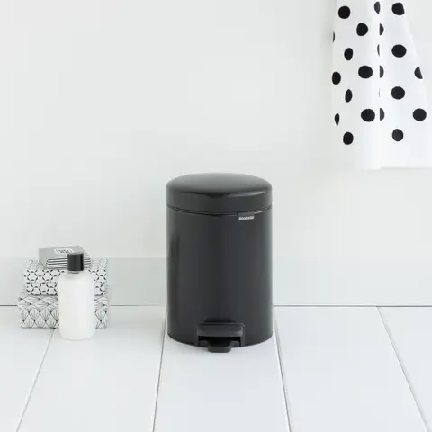 Brabantia NewIcon Pedal Bin, 3litre, Soft Closing, Plastic Inner Bucket, Matt Black