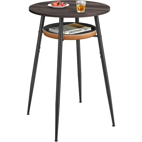 VASAGLE EKHO Barhocker mit Ablage, 60 x 60 x 91 cm, Aschebraun-Karamellbraun