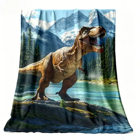 Dinosaur Mountain Print Throw Retro 70s Groovy Thermal Insulated Winter Blanket – Premium Artistic Style 50inch×60inch