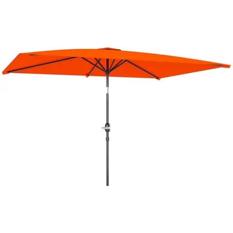 Outsunny 3x2m Garden Parasol Umbrella with Aluminium Pole, Tilt and Crank, Rectangular Outdoor Table Parasol Sun Shade for Patio, Orange