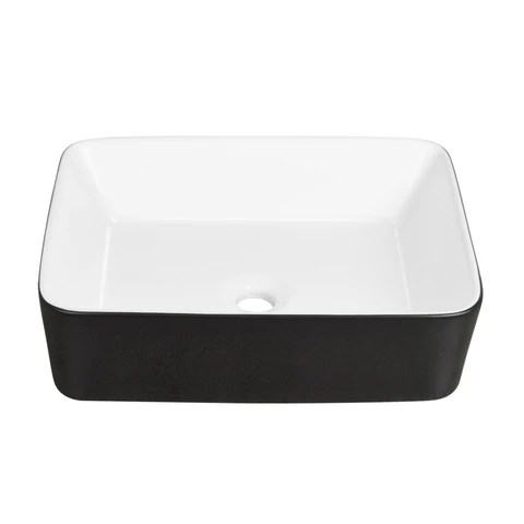DeerValley Rectangular Bathroom Sink Black Exterior, White Interior Countertop Basin 475mm*375mm, Bathroom Sink, Hand Wash Basin