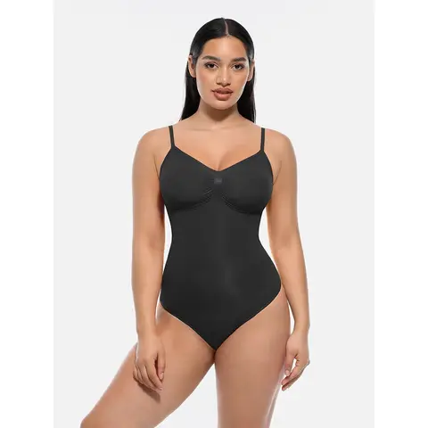 Feelingirl Tummy Control Seamless Lightweight Thong Bodysuit shapewear for Ladies 5XL Black, Couple Gift Perfect Gift