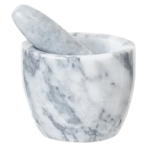 Maison by Premier Grey Marble Tapered Mortar and Pestle, Durable 250ml Marble Grinder for Kitchen