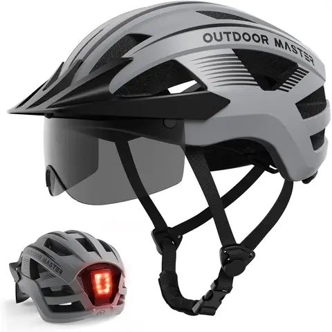OutdoorMaster Cycling Helmet RhinoUrban With Goggles&Light Grey L 58-61cm