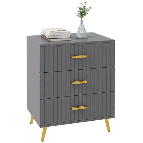 HOMCOM Bedroom Chest of Drawers, Modern 3/4-Drawer Dresser, Storage Drawer Unit with Aluminium Legs, Dark Grey 3 Drawers
