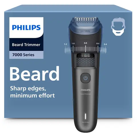 Philips Series 7000 Baardtrimmer mannen - 4 Trimkammen - Dockingstation- Waterproof - Haaropvangsysteem - Opbergetui - Snel laden - Zwart - BT7665/15