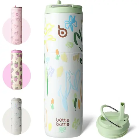 Bottle Bottle Insulated Stainless Steel Water Bottle 750 ml with Straw, Lid & Handle - Leak-Proof, BPA-Free, Double Walled - Ideal Water Bottle for Sports, Travel & Fitness (Eden Grove)