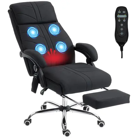Vinsetto High Back Vibration Massage Office Chair, Heated Reclining Computer Chair with Footrest, Black