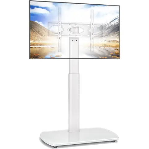 RFIVER Universal TV Stand  for 32-70 Inch TVs, TV Floor Stand Max VESA 400x400mm up to35kg, White