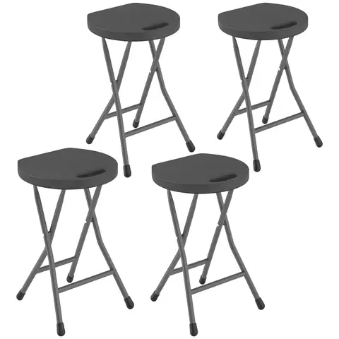 Outsunny Folding Stool Set of 4, Decorative Garden Stool Chair with Safety Latch, Foldable Garden Stools with Powder-Coated S