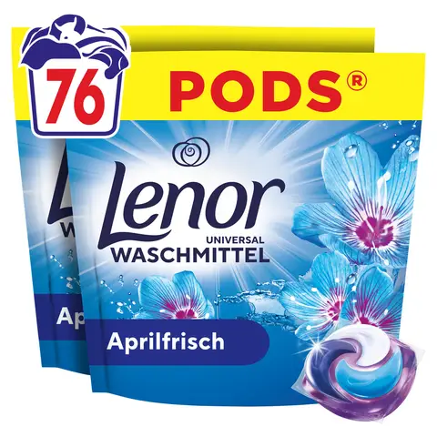 LENOR PODS® Universal Waschkapseln Waschmittel 76 Waschladungen, Aprilfrisch, Lang Anhaltende Frische Und Extra Geruchsabwehr