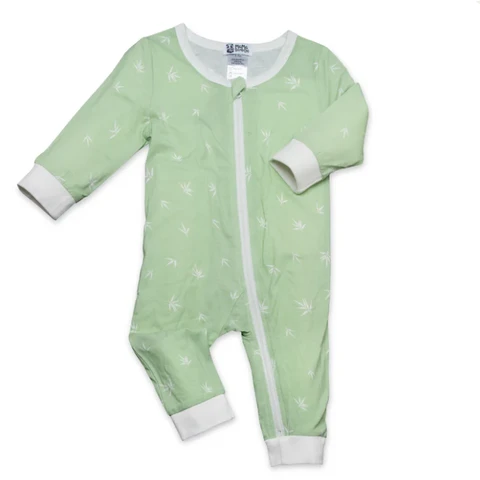 Mama Bamboo Babygrow 0-3Months Green Bamboo Print
