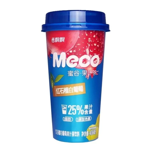 Thé aux fruits Meco grenade et raisin de Xiang Piao Piao 400ml 香飘飘果汁茶红石榴白葡萄400ml