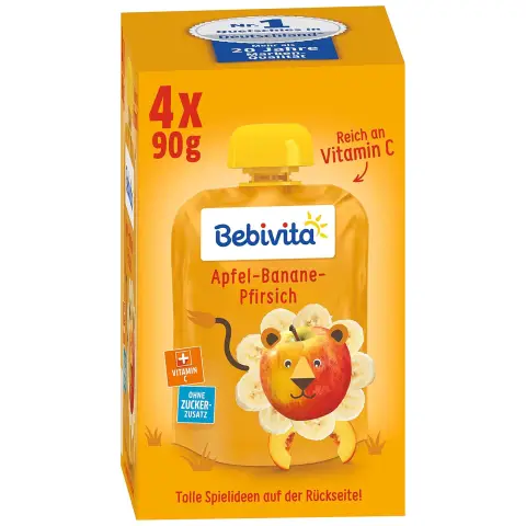 Bebivita Quetschie Apfel-Banane-Pfirsich (ab 1 Jahr) 4 x 90 g
