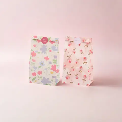 Mikirei Party Bags Floral Pink/White 6pcs