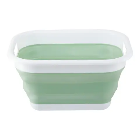 Averill Collapsible Green White Laundry Basket