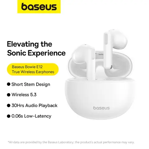 Baseus E12 True Wireless Earphones - Moon White