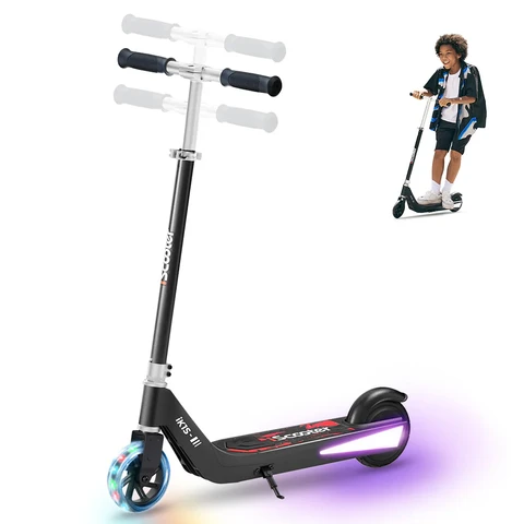 iScooter iK1S Kids Electric Scooter with Colorful Flashing Wheels blackblack