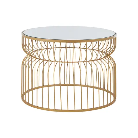 Interiors by Premier Side Table Avantis Round Gold Finish/Mirror Top Large