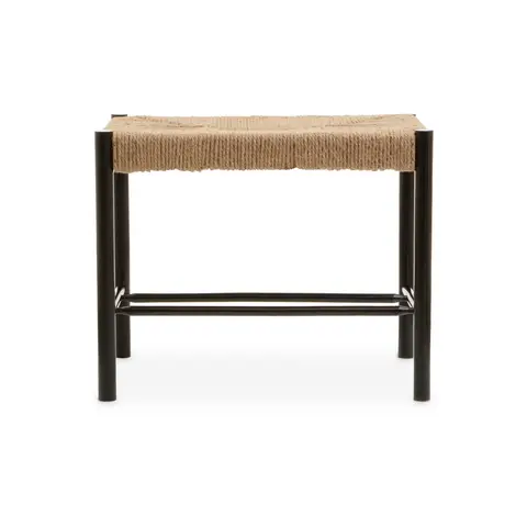 Interiors by Premier Stool Bandar Beech Wood & Hemp Rope Black/Natural