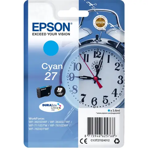 Epson Alarm clock Singlepack Cyan 27 DURABrite Ultra Ink