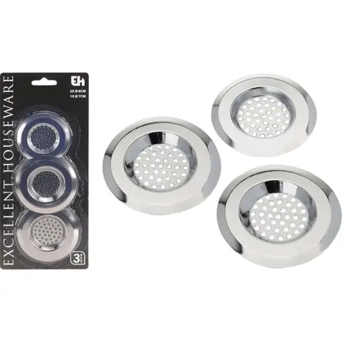 Keuken RVS Gootsteen Zeef Afvoerfilter Set - 3 stuks, Zilver