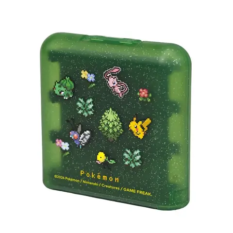 Hori Pokémon Pixel Art Étui compact et portable pour cartouches de jeux Nintendo Switch 2 - 24 rangements - Licence officielle - Vert