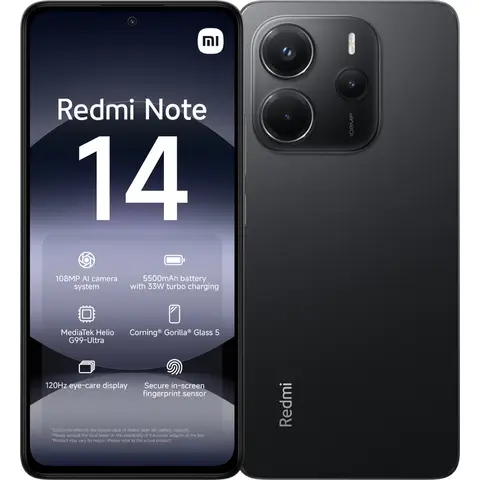 Redmi Note 14 Midnight Black 8 GB RAM + 256 GB opslag