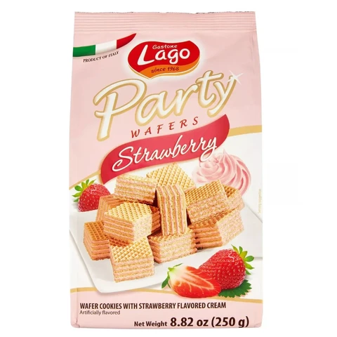 Lago 250g Strawberry Party Wafers