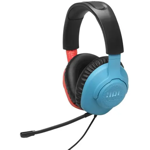 JBL QUANTUM 100N, 3,5 mm kabelgebundenes Over-Ear-Gaming-Headset, ideal für Nintendo, Blau & Rot