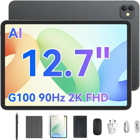 Blackview Link 8 Tablet, 12.7 Inch 2K+ FHD 2160*1600, Android 15, MediaTek G100, 36GB(12+24) RAM + 256 GB ROM, 8400mAh, PC Mode, Widevine L1, Face ID, 16MP+13MP, GPS, OTG, with Keyboard & Stylus