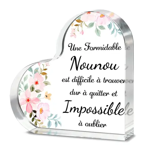 Alphynix Plaque en acrylique en forme de cœur "Une formidable nounou" à offrir