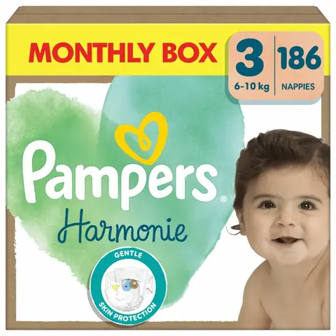 Pampers Harmonie Luiers Maat 3 – 186 Luiers (Maandbox)