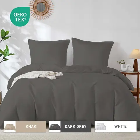 LeBonsoir Parure de lit avec housse de couette 200 x 200 cm et 2 taies d'oreiller 80 x 80 cm - Gris foncé