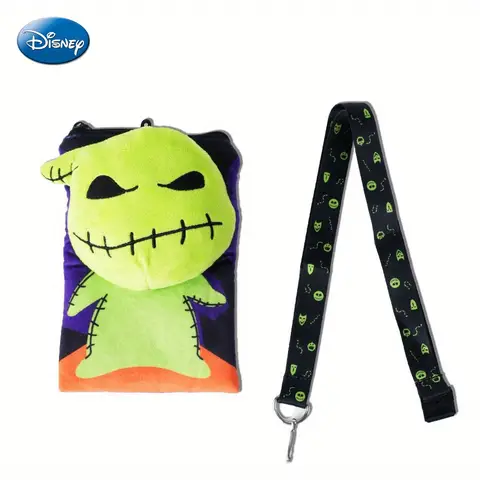 1pc Disney The Nightmare Before Christmas Oogie Boogie Plush Card Holder with Lanyard Officially Licensed Skellington  Halloween Town Cosplay Props Movies Anime Peripheral Skull Pattern Halloween Themed Plush Accessory Gift for Phone