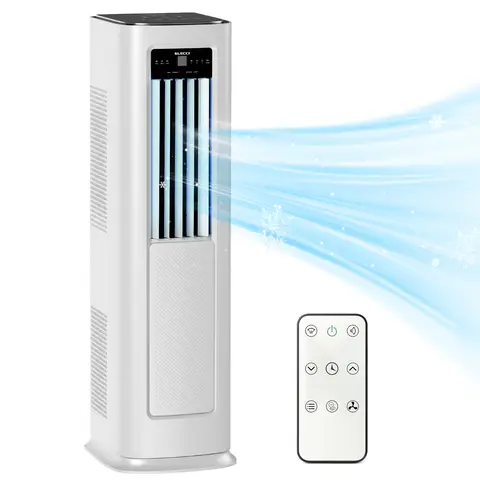 ELECCI 12000 BTU Turm-Mobilklimagerät, 4-in-1 hocheffiziente Kühlung, Energieeffizienzklasse A, Kältemittel R290, Fernbedienung mit 24-Stunden-Timer, Montageset für Fensterinstallation für das Homeoffice