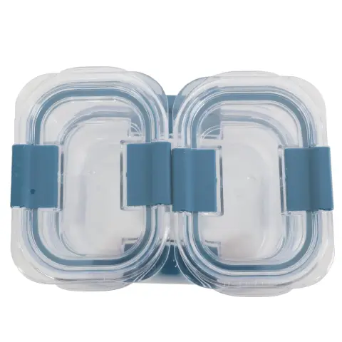  3-Piece Airtight Food Storage Containers BPA Free Stackable Kitchen Organization Blue     