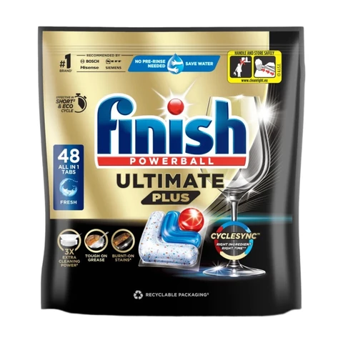 Finish Ultimate Plus All in One Dishwasher Tablets, Fresh, 48 Tabs